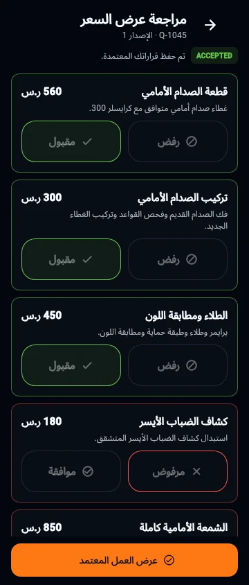 Partigo — قرارات عرض السعر